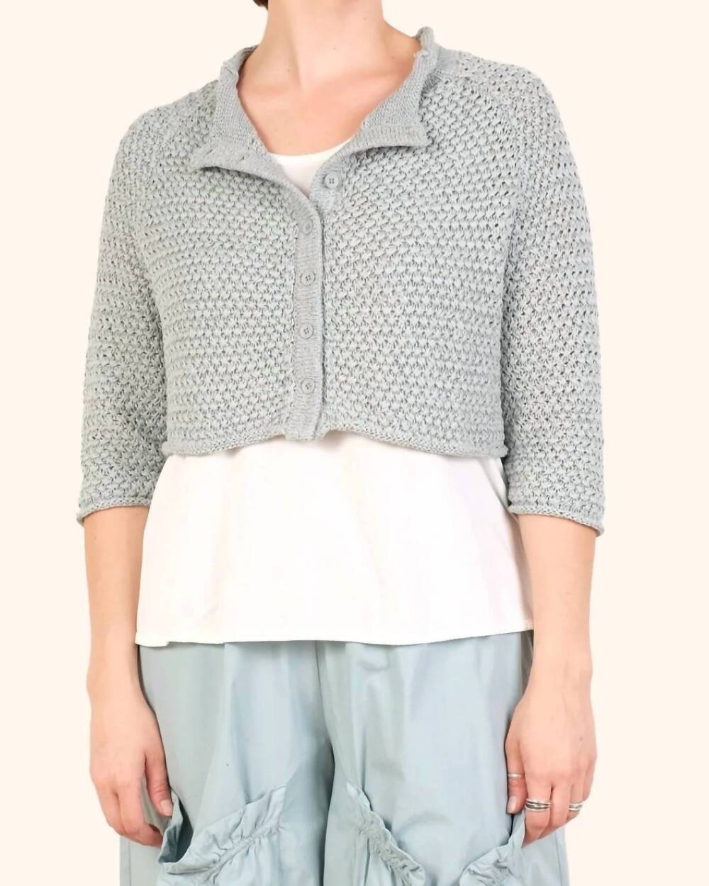 NEW RUNDHOLZ BLACK LABEL button up knit cardigan in light mint blue